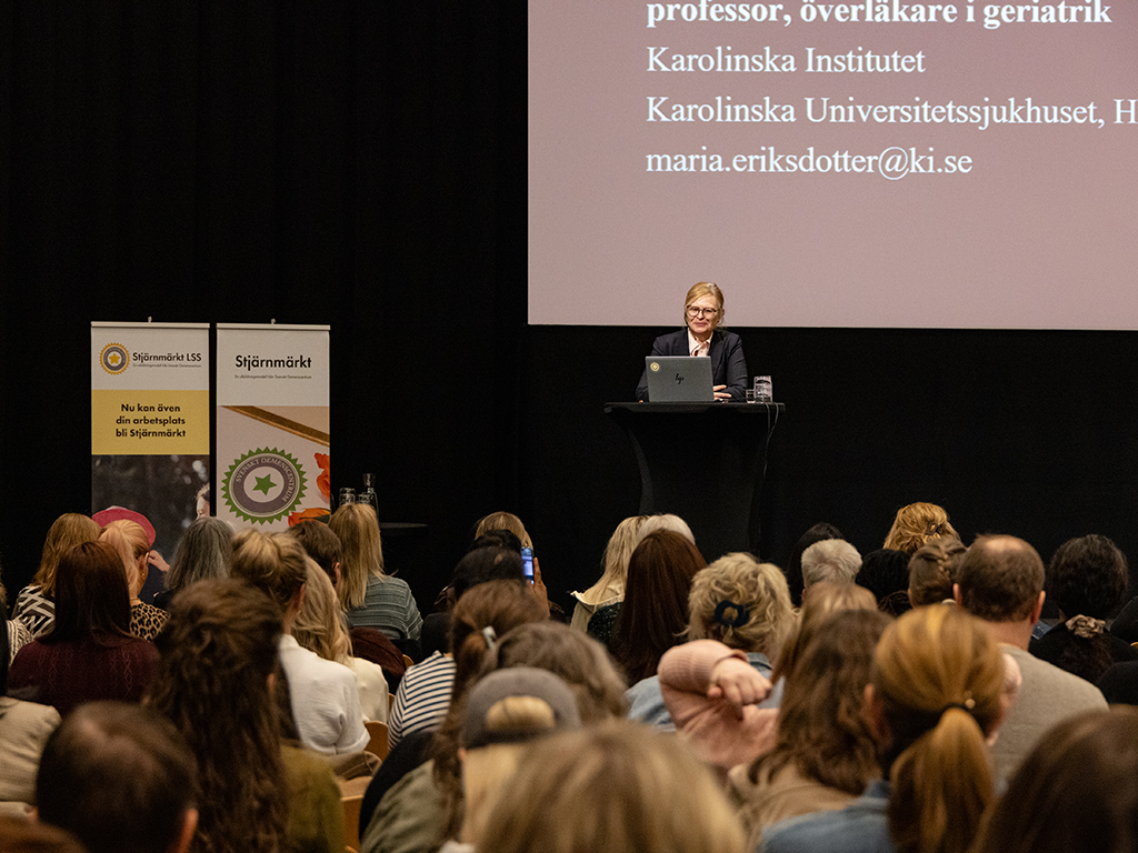 Demensforskningen idag var ämnet för professor Maria Eriksdotters föreläsning. Hon bjöd bland annat på en snabbkurs i genetik och en genomgång av hur långt man har kommit när det gäller att använda blodprov som en del i diagnosprocessen för Alzheimer: ”Här har man kommit ganska långt, det är ganska träffsäkert. Men träffsäkerheten måste bli mycket bra för det finns gråzoner.”